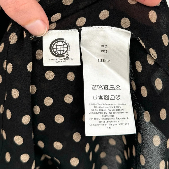 Ganni Black and Cream Polka Dot Blouse - Picture 11 of 14